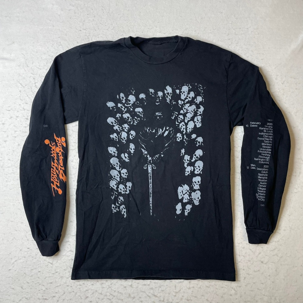 Post Malone Hollywood's Bleeding Tour Shirt Mens Small Black Long Sleeve Graphic